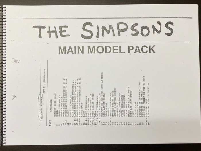 The Simpsons - 1 Hovedmodelpakke Act I Characters - Revideret 6/10/1997 (56 sider) - Pap Stor størrelse