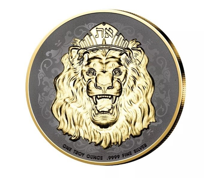 Niue. 2 Dollars 2023 Roaring Lion - Ruthenium Gold Gilded, 1 Oz (.999)  (Ingen mindstepris)