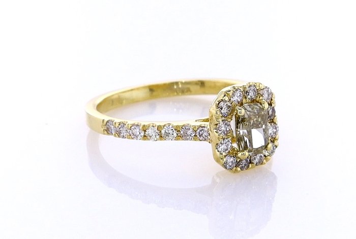 Ring - 14 karat Gulguld -  0.91ct. tw. Diamant (Naturfarvet) - Diamant