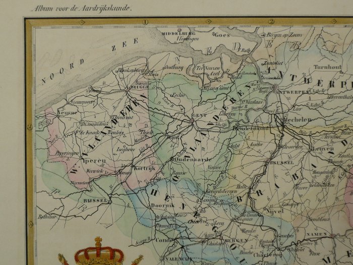 Belgien - Luxembourg / Flandern / Limburg; H Reding - Algemeene en Afstands-kaart van België - 1841