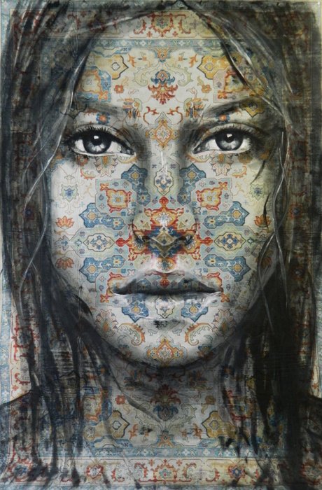 Jacqueline Klein Breteler - Amber, portrait painting on a carpet - XXL