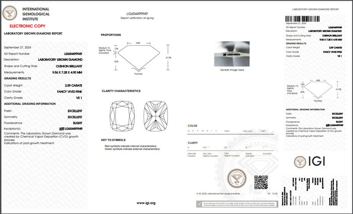 Ring - 14 karat Hvidguld -  3.00ct. tw. Lyserød Diamant (Laboratoriedyrket diamant i fancy farver) - Diamant - Forlovelsesring