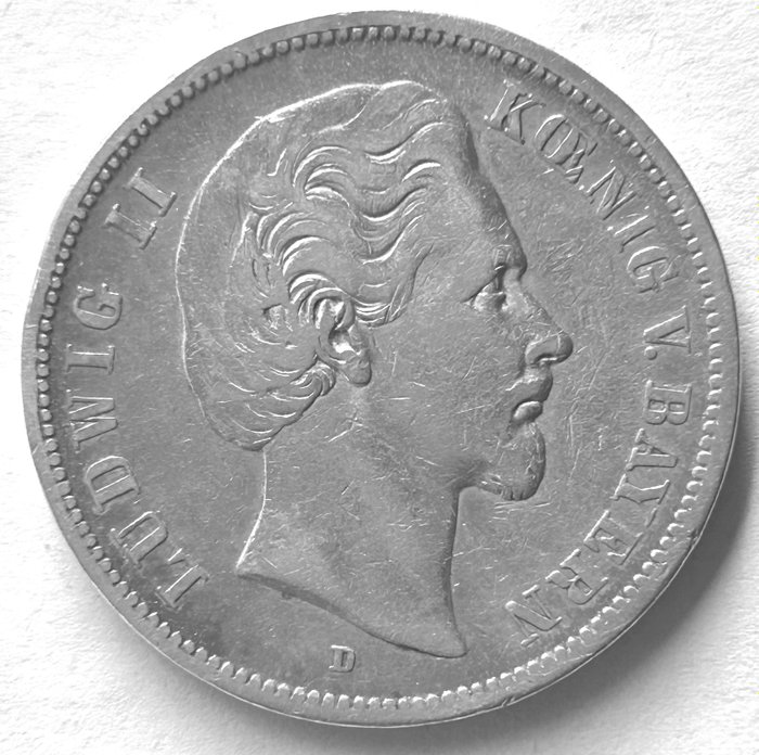 Tyskland - Bayern Ludwig II - König von Bayern 5 Mark 1874  (Ingen mindstepris)