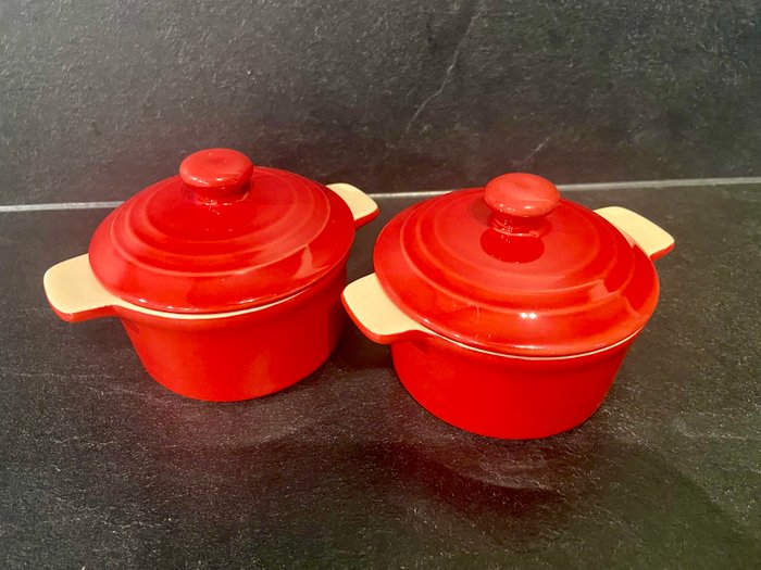 Le Creuset-Stijl - Pande (12) -  Pænt sæt ovnfade / mini cocotte ovnpander - Keramik