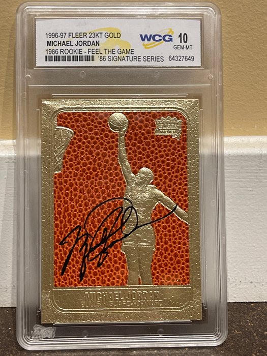 1996/97 Fleer 23KT Gold Michael Jordan 1986 Rookie Feel The Game '86 Signature Series WCG 10 Graded card