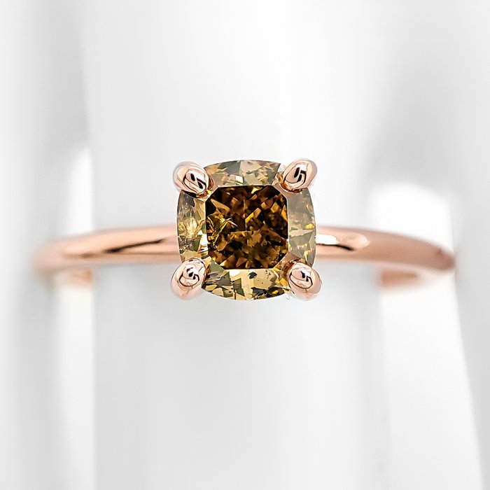 Ring - 14 karat Rosaguld -  1.00ct. tw. Gul Diamant (Naturfarvet)