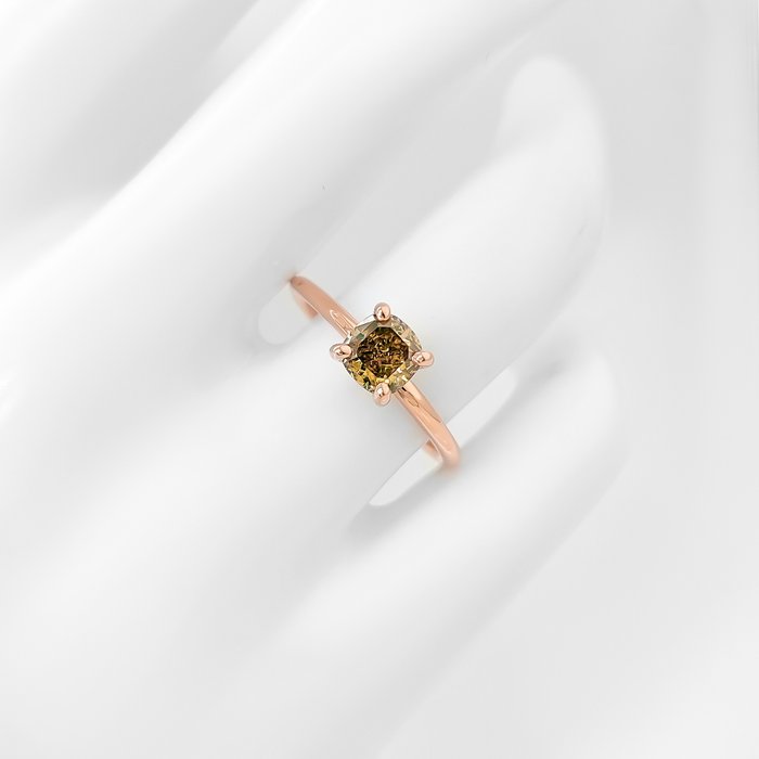 Ring - 14 karat Rosaguld -  1.00ct. tw. Gul Diamant (Naturfarvet)