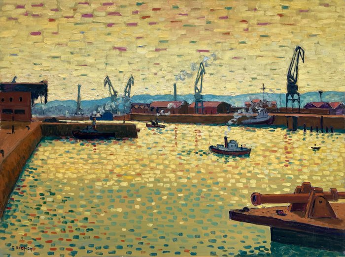 Guy Pichon (1933-2007) - Port de Dieppe sous le Soleil