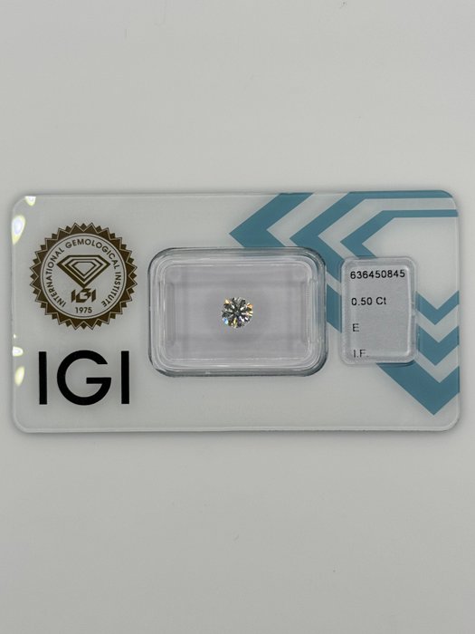 1 pcs Diamant  (Natur)  - 0.50 ct - Rund - E - IF - International Gemological Institute (IGI) - *3EX* *IDEAL* *INGEN*