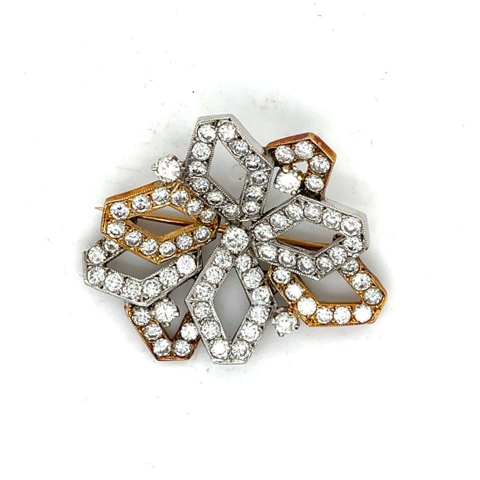 Broche - 14 karat Hvidguld Diamant (Natur)