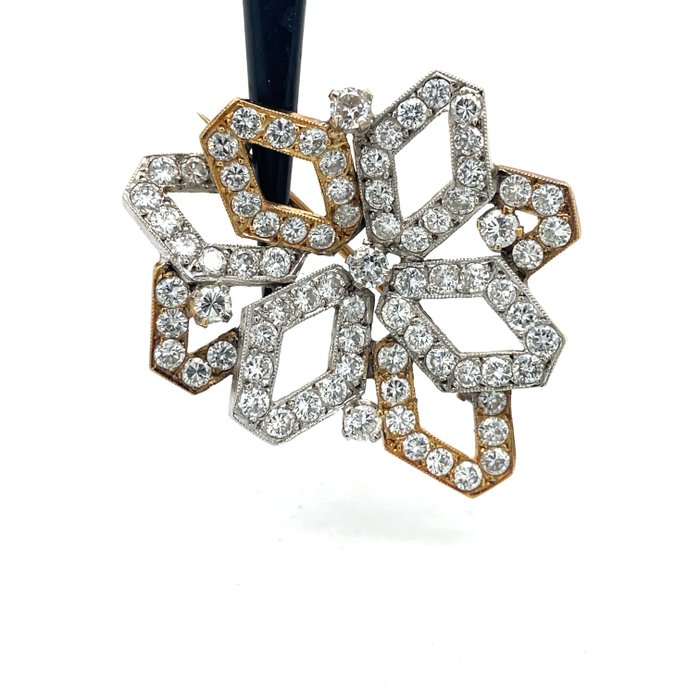 Broche - 14 karat Hvidguld Diamant (Natur)