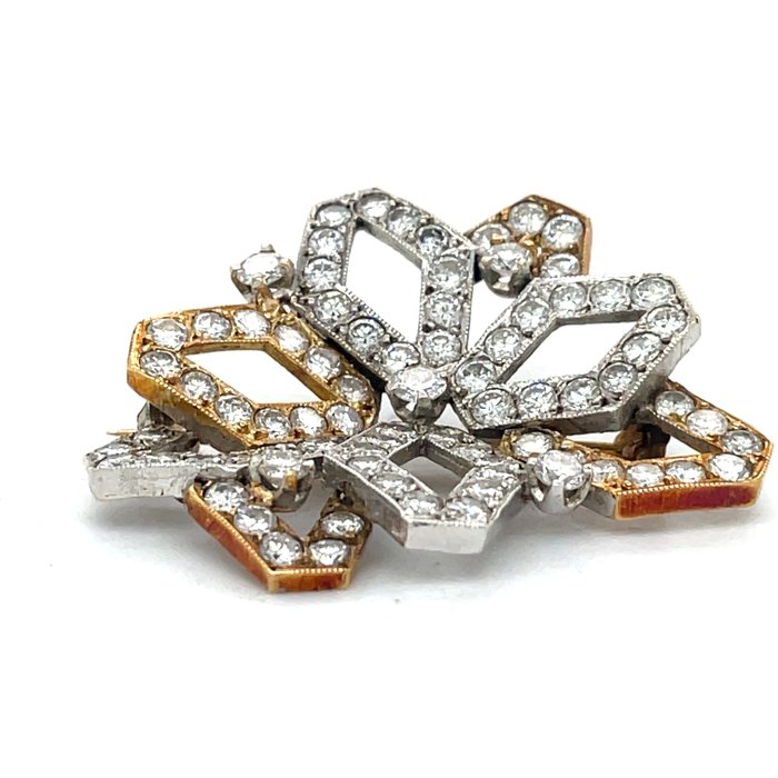 Broche - 14 karat Hvidguld Diamant (Natur)