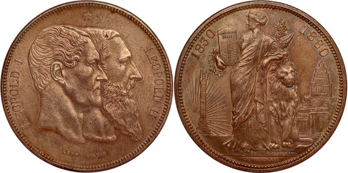 Belgien. Leopold II (1865-1909). 10 Centimes Module 50th Anniversary of Independence - variety with 9 rays - 1880 - HIGH QUALITY