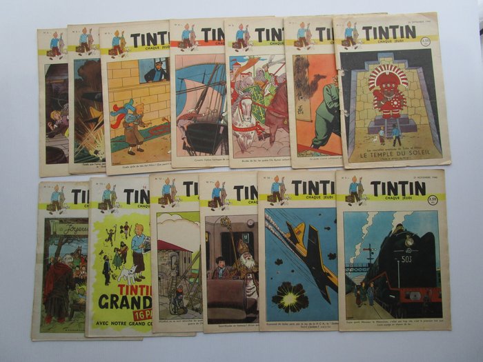 Tintin (magazine) - Première Année 1946 complète - 14 magasiner - Første udgave - 1946