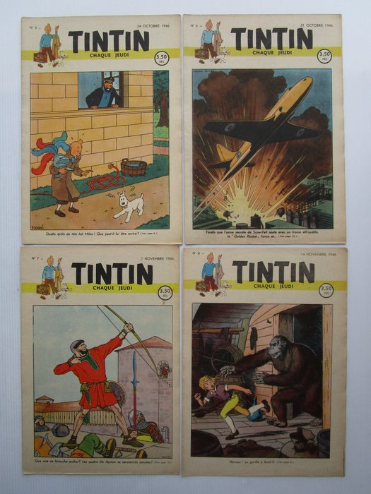 Tintin (magazine) - Première Année 1946 complète - 14 magasiner - Første udgave - 1946