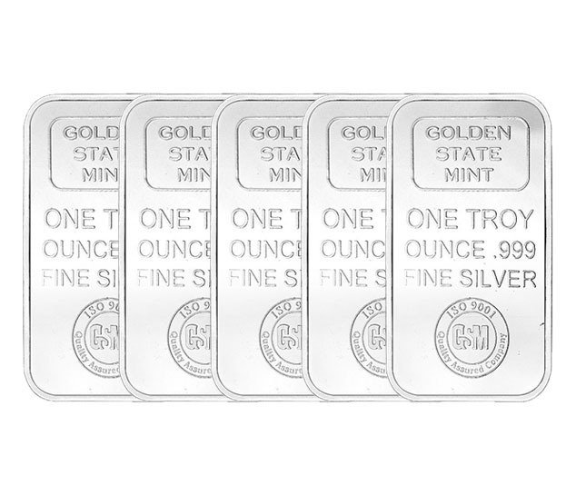 5 Troy Ounce - Sølv 999 - 5 x 1 oz Golden State Mint