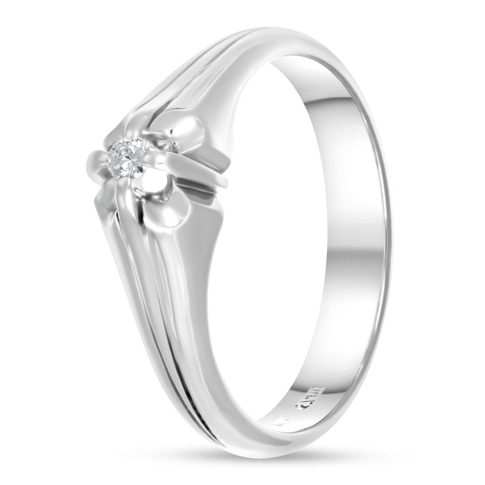 Ring - 18 kraat Hvidguld -  0.04ct. tw. Diamant (Natur)