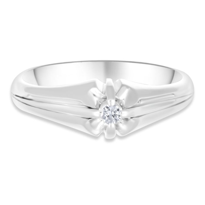 Ring - 18 kraat Hvidguld -  0.04ct. tw. Diamant (Natur)