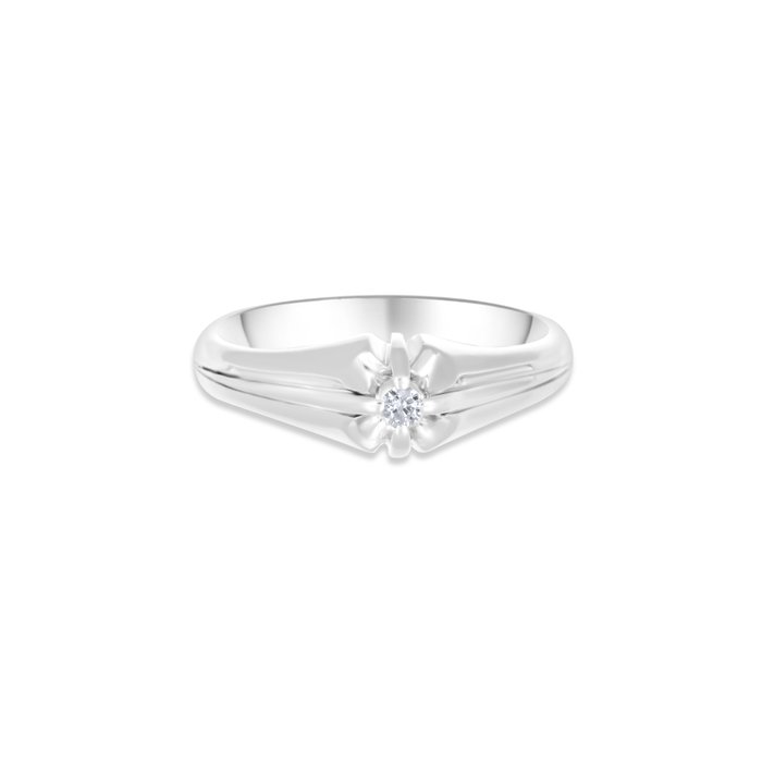 Ring - 18 kraat Hvidguld -  0.04ct. tw. Diamant (Natur)