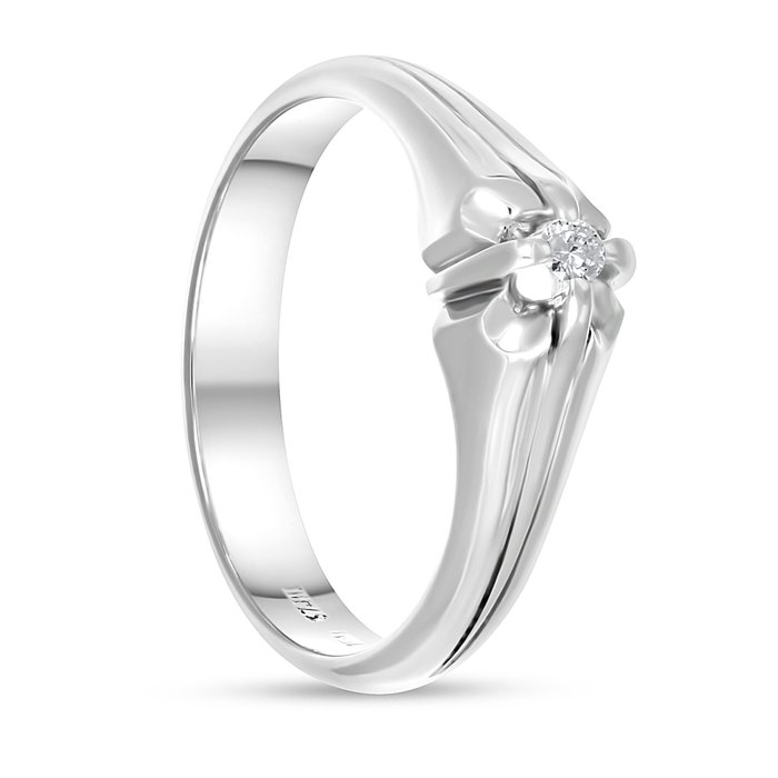 Ring - 18 kraat Hvidguld -  0.04ct. tw. Diamant (Natur)