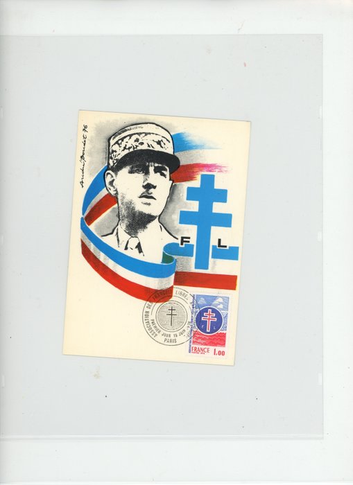 Fransk koloni  - Lille sæt "Charles de Gaulle" CP Marigny souvenirark "France Libre" Algeriet