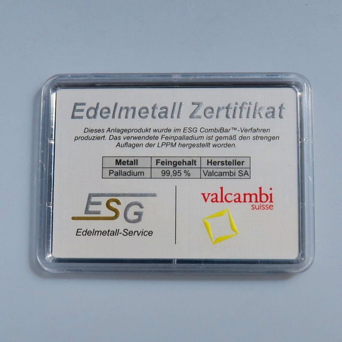 1 gram - Palladium - Med certifikat  (Ingen mindstepris)