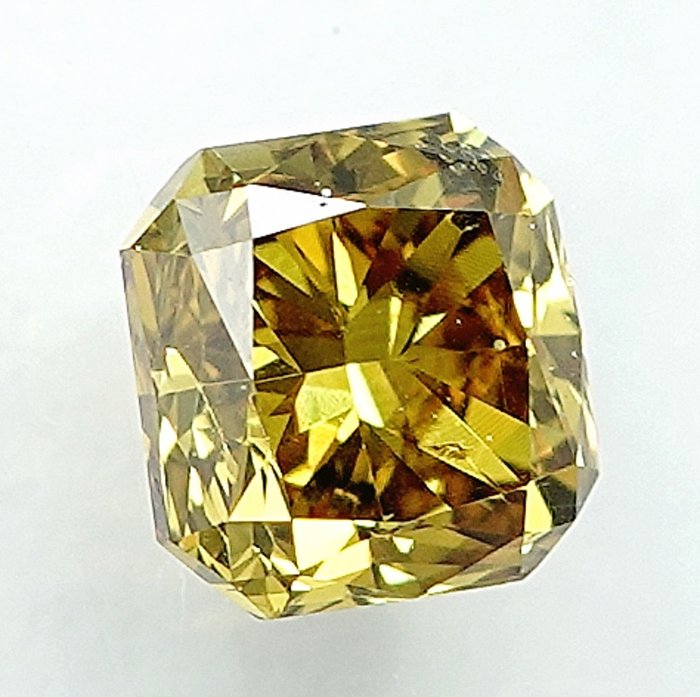 1 pcs Diamant  (Naturfarvet)  - 0.60 ct - Radiant - Fancy intense Gul - SI2 - International Gemological Institute (IGI)