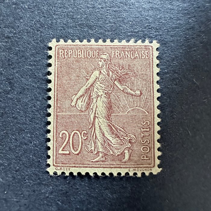 Frankrig  - YT 131 "Sower 20c lilla brun" centreret i NY ** - TB