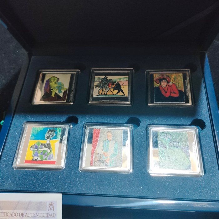 Spanien. 2023 Coleccion Picasso Completa Estuche 6 Coins, 6 x 10 Euro Proof (188,46 Gr .999)