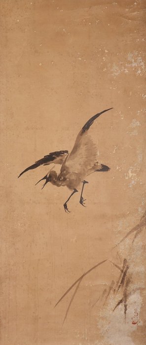 Very fine Unkoku school set of six sumi-e paintings - including tomobako - Unkoku school - Japan - Edo-perioden (1600-1868)