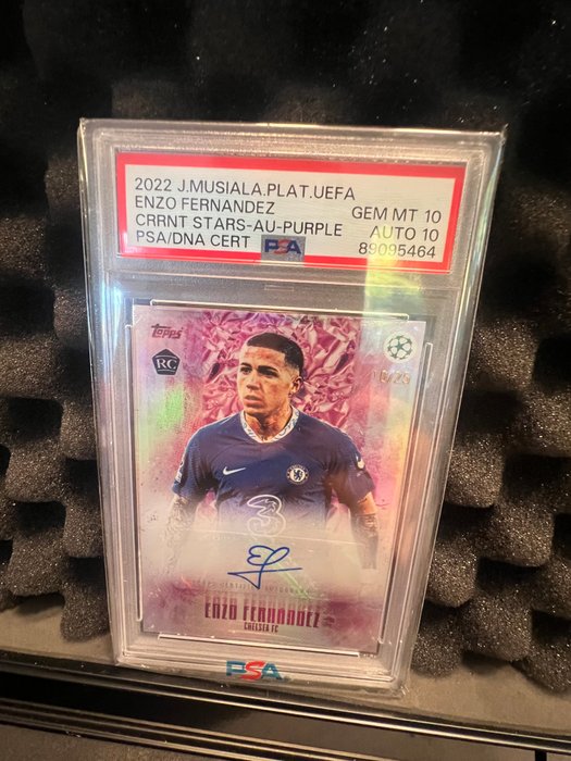 2022/23 Topps J. Musiala Platinum UEFA Enzo Fernandez Autograph Purple 10/25 PSA/DNA 10 - Auto 10 - 1 Graded card