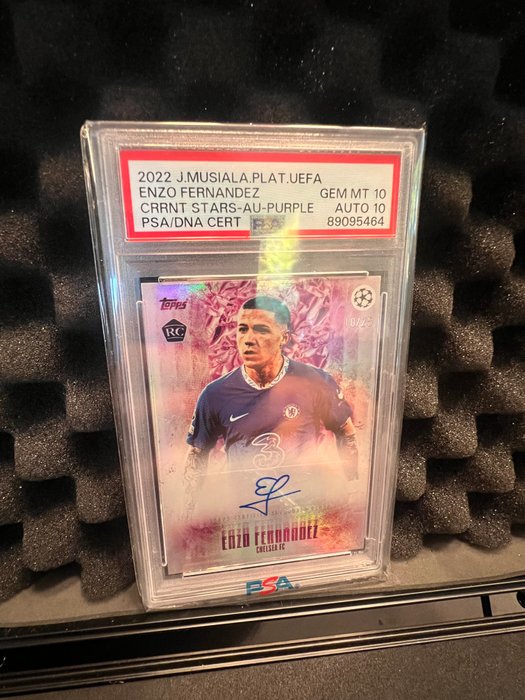 2022/23 Topps J. Musiala Platinum UEFA Enzo Fernandez Autograph Purple 10/25 PSA/DNA 10 - Auto 10 - 1 Graded card