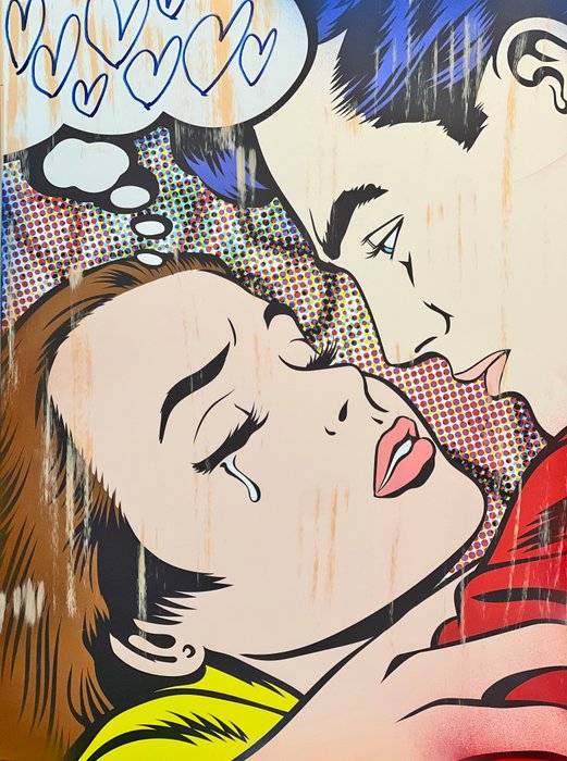 Dillon Boy (1979) - Superman and Young Wonder Woman Gustav Klimt Lichtenstein The Kiss DC Comic Graffiti Pop Art x No