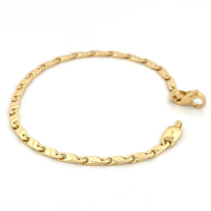 Armbånd - Solid Bracelet - 132 g - 18 kraat Gulguld Hvidguld