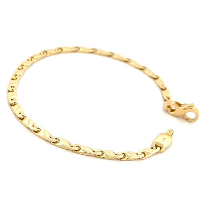 Armbånd - Solid Bracelet - 132 g - 18 kraat Gulguld Hvidguld