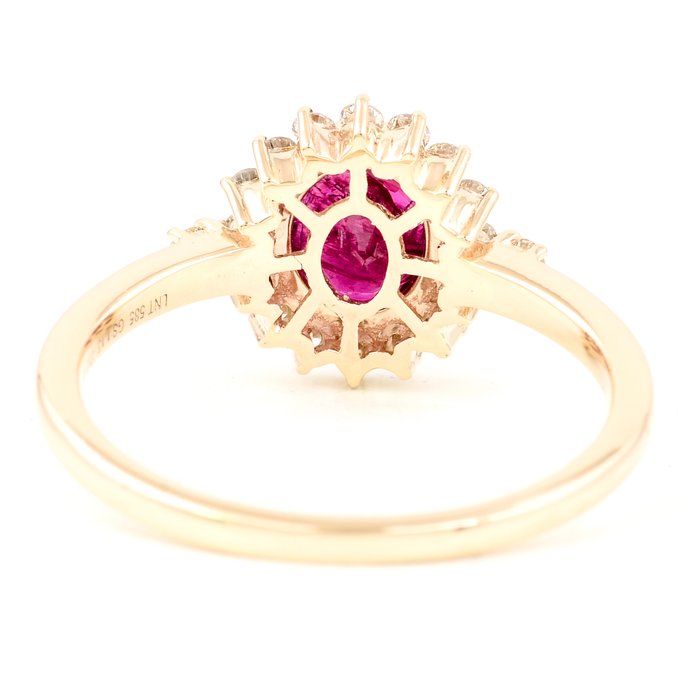 Ring - 14 karat Gulguld -  1.38ct. tw. Rubin - Diamant