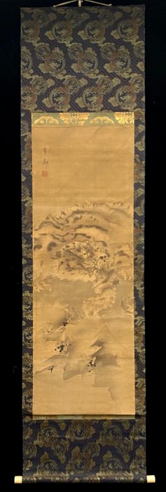 A pair of lifelike tigers - With signature and seal Ganku 岸駒 - Japan - Midten af Edo-perioden