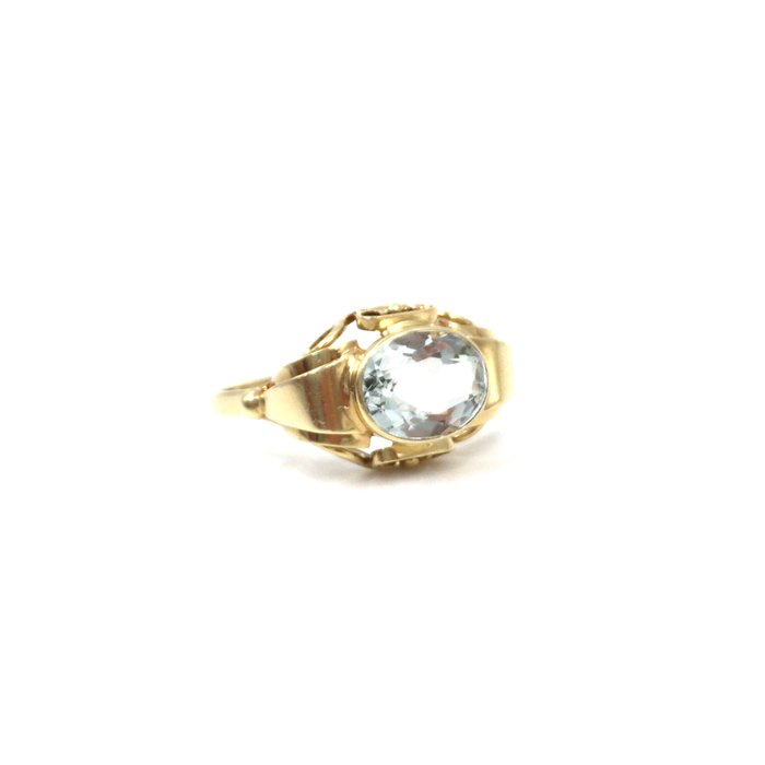 Ingen mindstepris - Ring - 14 karat Gulguld -  1.67ct. tw. Akvamarin - testet