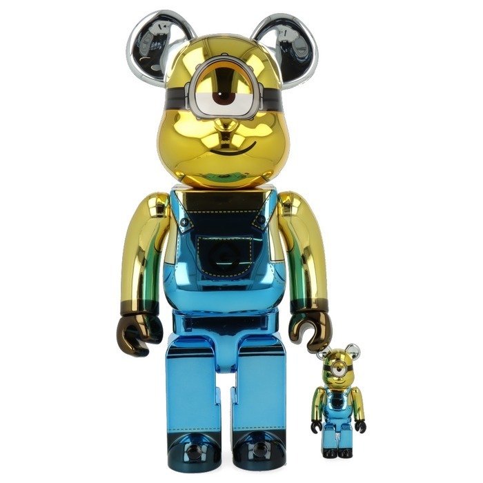 Medicom Toy Be@rbrick - 400%  100% Bearbrick set - Minion Stuart (Chrome ed.)