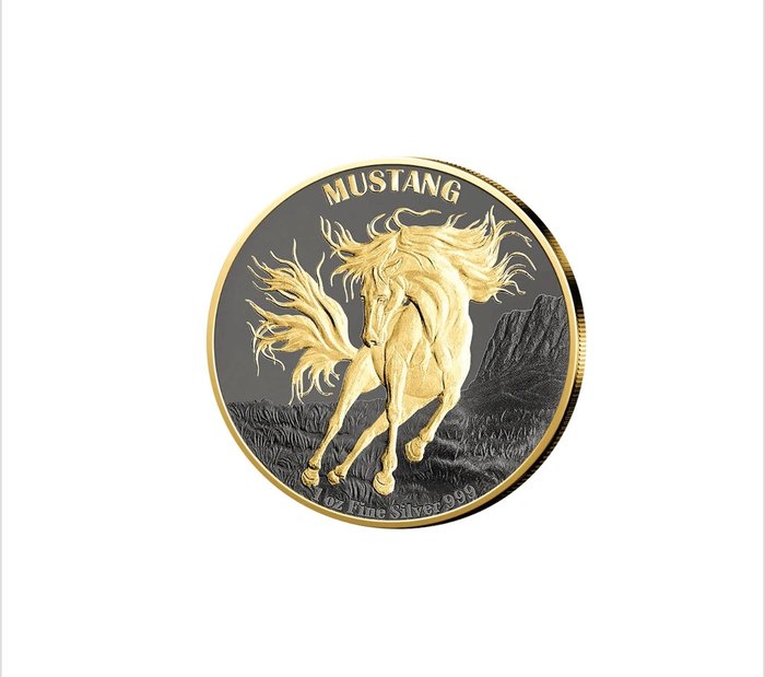 Tokelau. 5 Dollars 2024 Mustang - Goldapplikation Ruthenium, 1 Oz (.999)  (Ingen mindstepris)