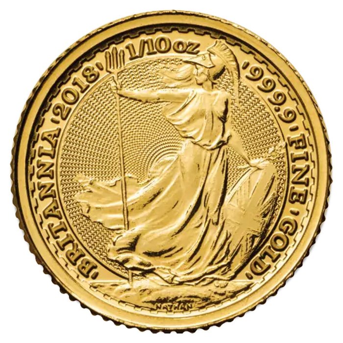 Storbritannien. 1/10 oz £10 GBP UK Gold Britannia Coin BU (Random Years)