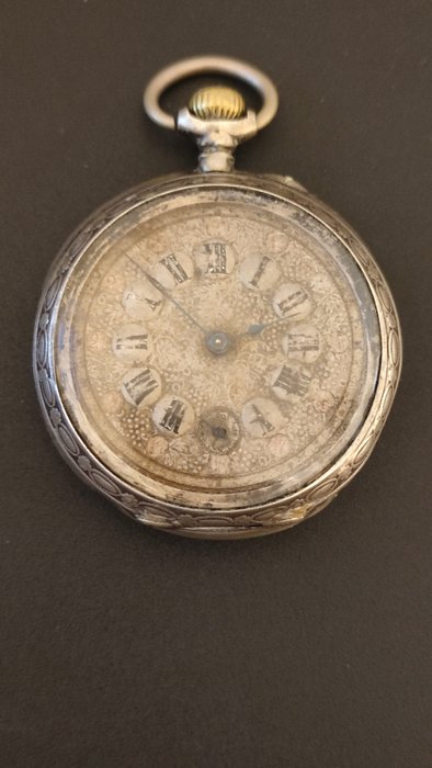 Cylindre Remontoir 10 Rubis - Orologio da Taschino fine XIX sec Cassa e Qaudrante in Argento Funzionante Marciante - Lommeur - 1850-1900