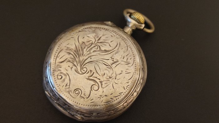 Cylindre Remontoir 10 Rubis - Orologio da Taschino fine XIX sec Cassa e Qaudrante in Argento Funzionante Marciante - Lommeur - 1850-1900