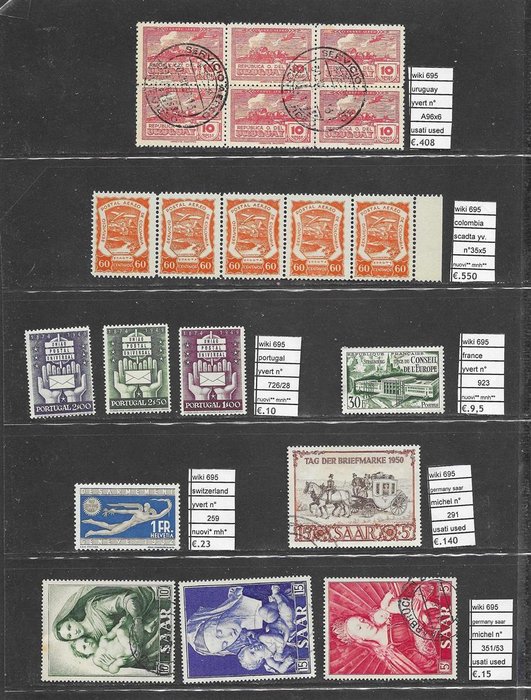 verden 1850/1950 - Samling af klassiske verdenslande stemplet og MH* +MNH** kat 2995 - yvert  scott sassone