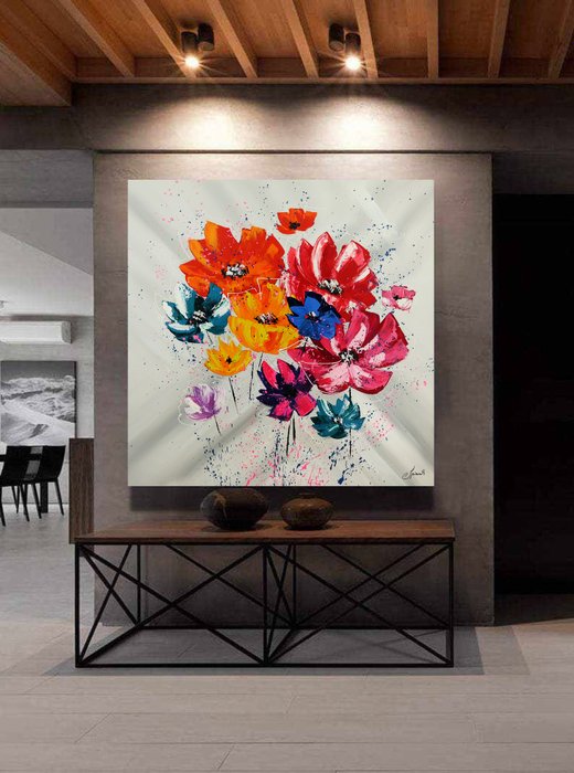 Monika Spiewak - Abstract Poppy - XXL -  on Frame - Ready to Hang