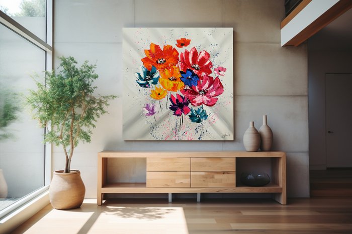 Monika Spiewak - Abstract Poppy - XXL -  on Frame - Ready to Hang