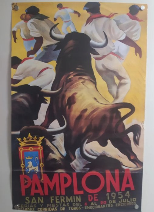 SAN FERMINES, Pamplona, España. - Cartel San Fermín, PAMPLONA ,1954 - 1950‹erne