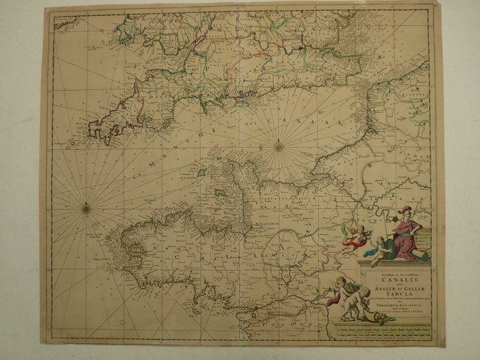 Europa - Kanal / Bretagne / Normandie / Cornwall; Th Danckerts - Novissima et accuratissima Canalis inter Angliae et Galliae Tabula - 1681-1700