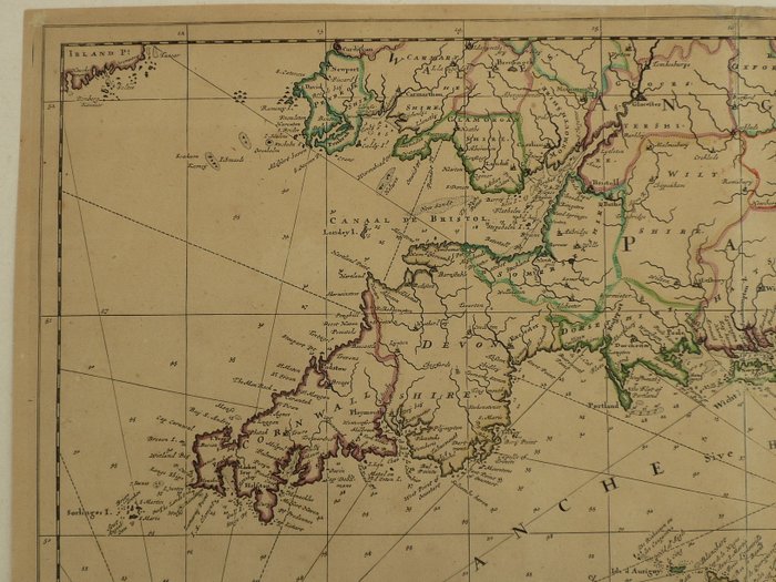 Europa - Kanal / Bretagne / Normandie / Cornwall; Th Danckerts - Novissima et accuratissima Canalis inter Angliae et Galliae Tabula - 1681-1700