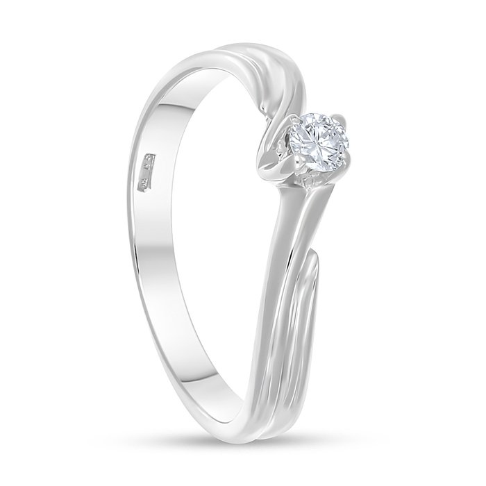 Ring - 18 kraat Hvidguld -  0.10ct. tw. Diamant (Natur)